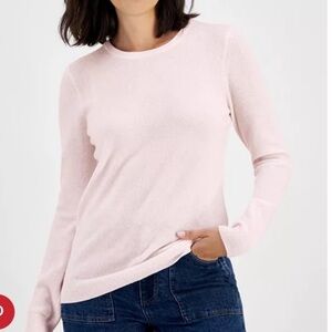 NWT Charter Club 100% Cashmere Sweater Sz S Petite Light Pink